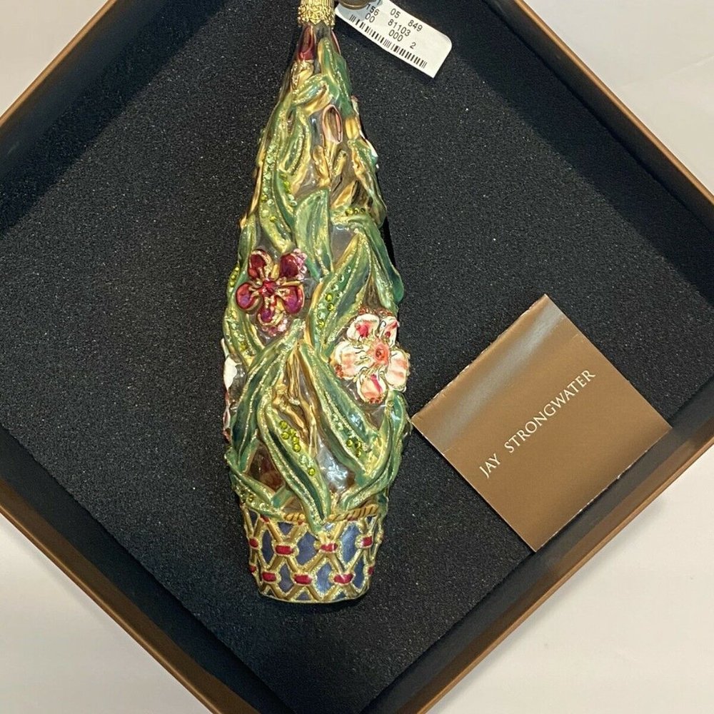 New in Box Jay Strongwater Fiji Topiary Finial Shape Glass Ornament Swarovski